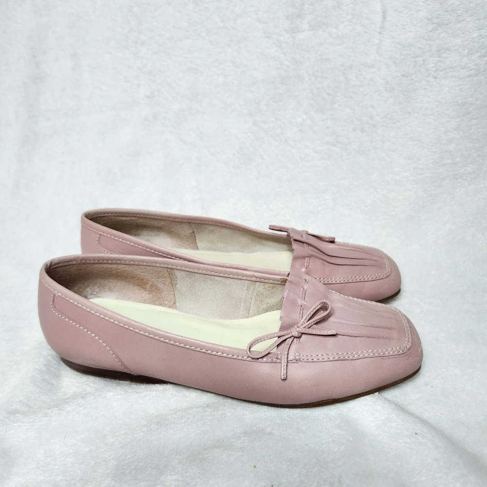 ENZO ANGIOLINI Women's Light Pink Leather Flat Shoes Size 7.5 Light Pink Loafers
